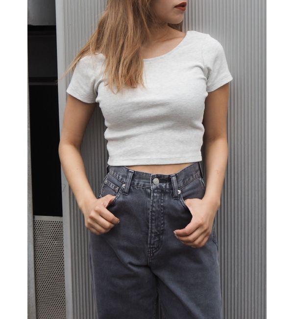 EVRIS「バックオープンリブショートTシャツ」|Tシャツ・カットソー|