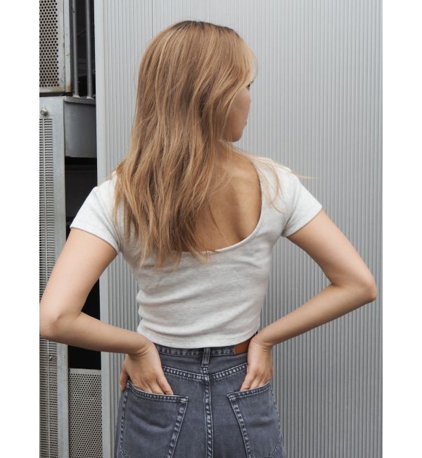 EVRIS「バックオープンリブショートTシャツ」|Tシャツ・カットソー|