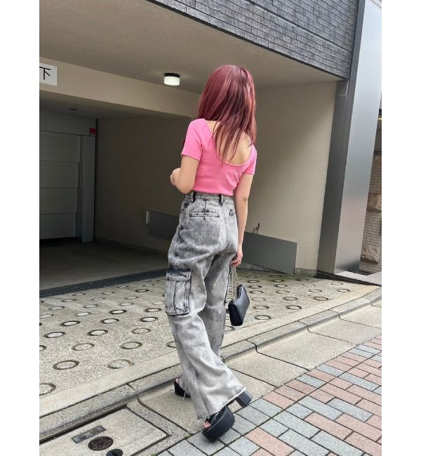 EVRIS「バックオープンリブショートTシャツ」|Tシャツ・カットソー|