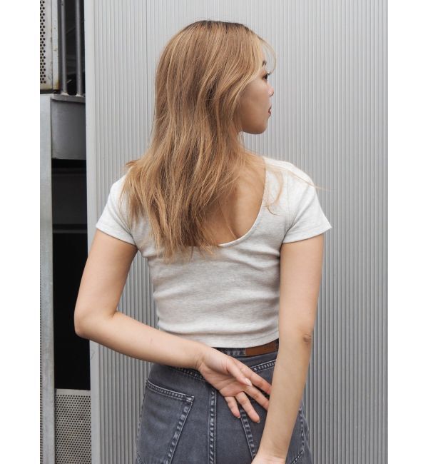 EVRIS「バックオープンリブショートTシャツ」|Tシャツ・カットソー|