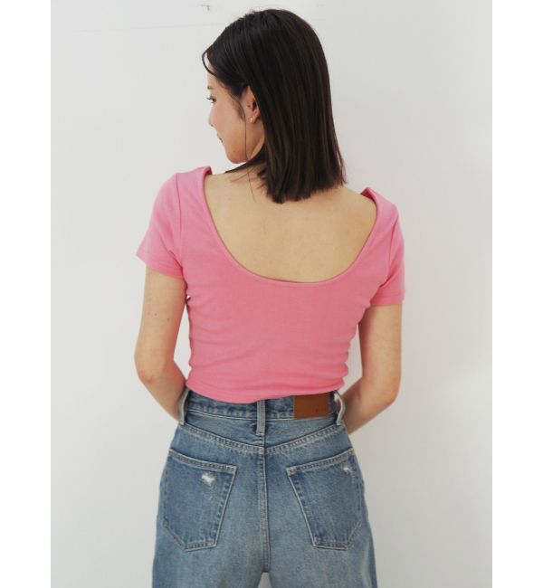 EVRIS「バックオープンリブショートTシャツ」|Tシャツ・カットソー|