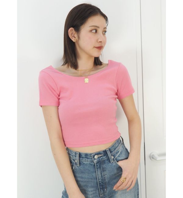 EVRIS「バックオープンリブショートTシャツ」|Tシャツ・カットソー|