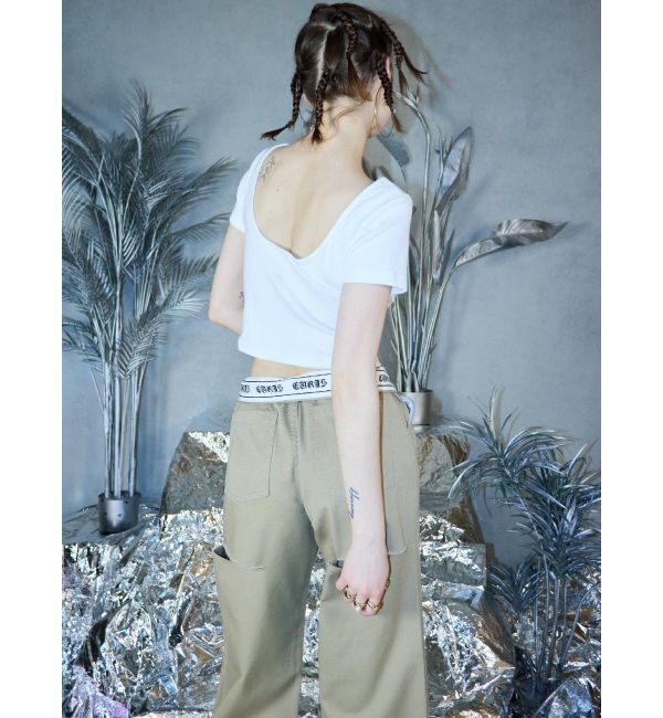 EVRIS「バックオープンリブショートTシャツ」|Tシャツ・カットソー|