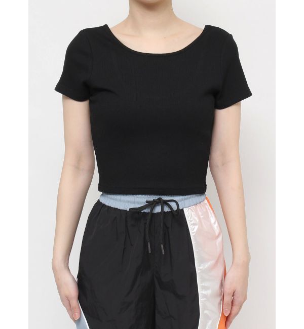 EVRIS「バックオープンリブショートTシャツ」|Tシャツ・カットソー|