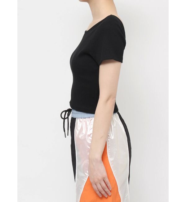 EVRIS「バックオープンリブショートTシャツ」|Tシャツ・カットソー|