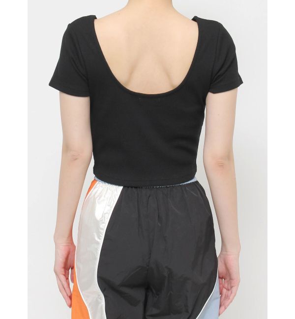 EVRIS「バックオープンリブショートTシャツ」|Tシャツ・カットソー|