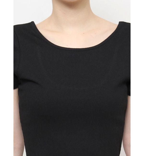 EVRIS「バックオープンリブショートTシャツ」|Tシャツ・カットソー|