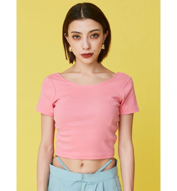 EVRIS「バックオープンリブショートTシャツ」|Tシャツ・カットソー|