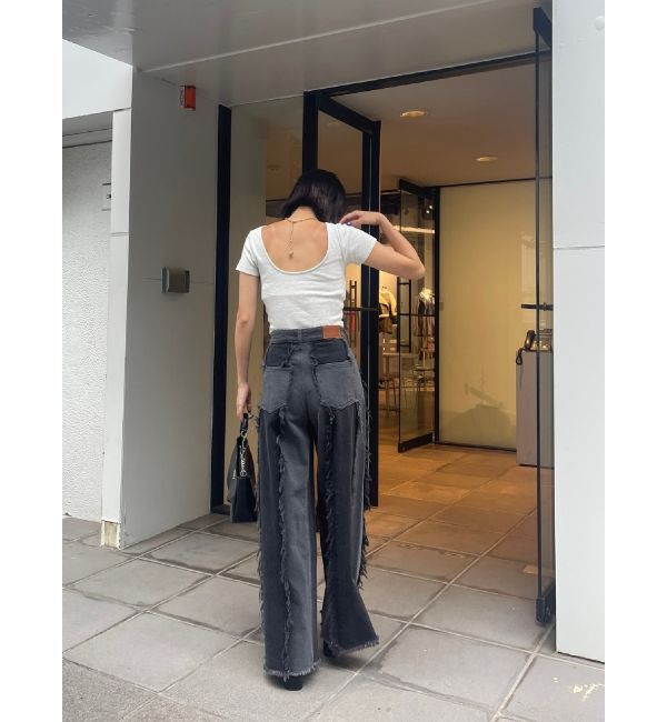 EVRIS「バックオープンリブショートTシャツ」|Tシャツ・カットソー|