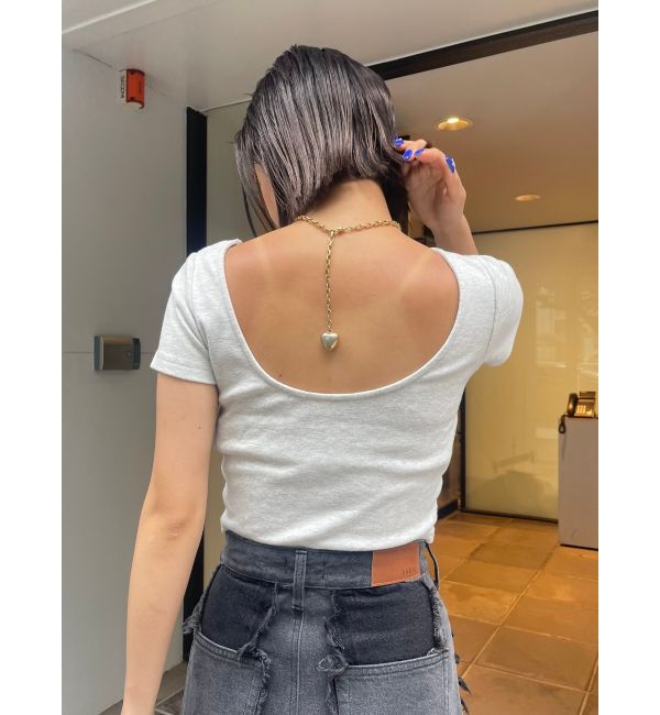 EVRIS「バックオープンリブショートTシャツ」|Tシャツ・カットソー|