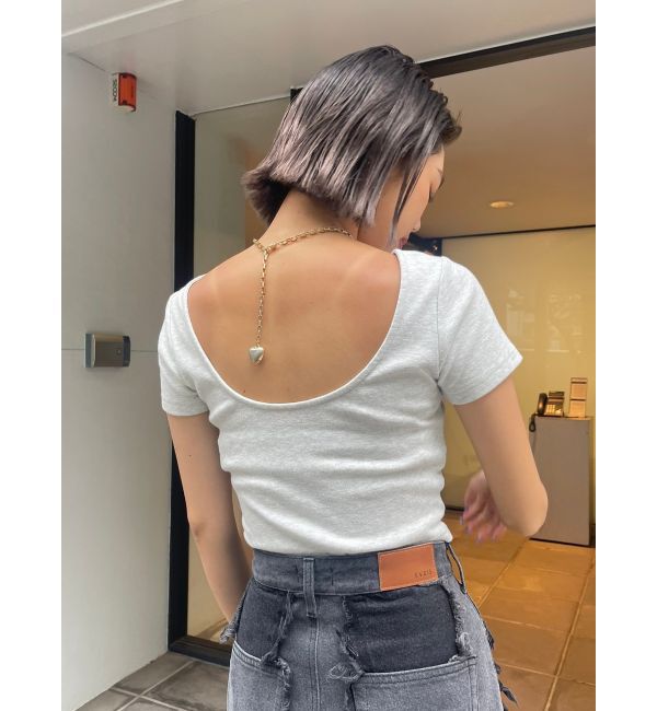 EVRIS「バックオープンリブショートTシャツ」|Tシャツ・カットソー|