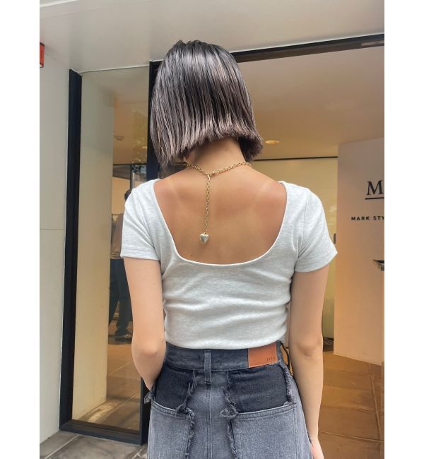 EVRIS「バックオープンリブショートTシャツ」|Tシャツ・カットソー|