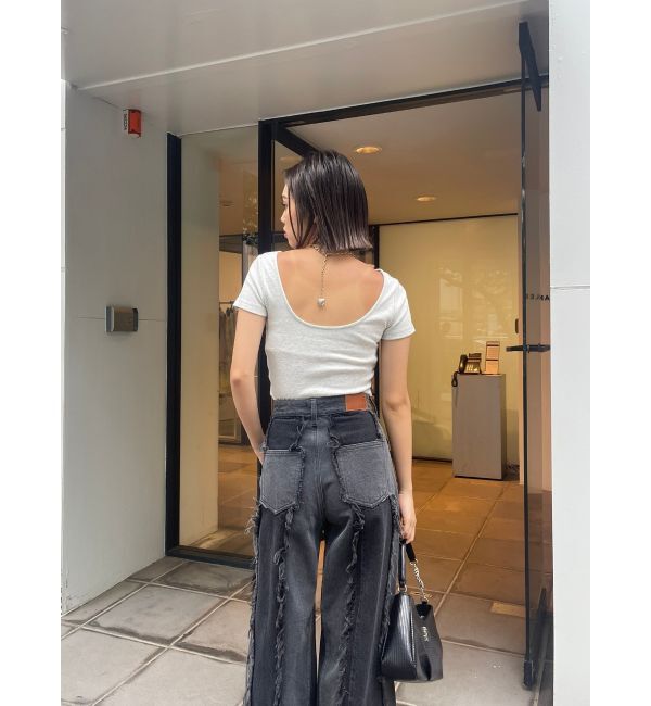 EVRIS「バックオープンリブショートTシャツ」|Tシャツ・カットソー|