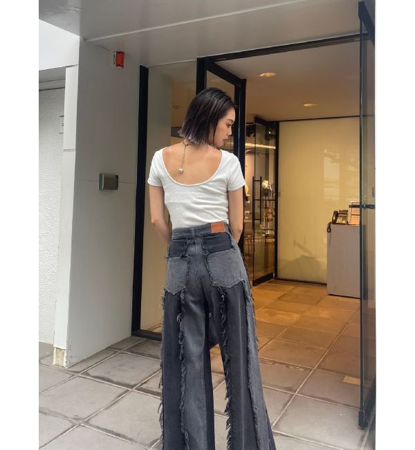 EVRIS「バックオープンリブショートTシャツ」|Tシャツ・カットソー|