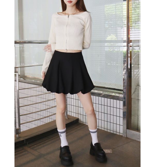 EVRIS「【WEB限定】フロントジップオフショルニット」|ニット・セーター|