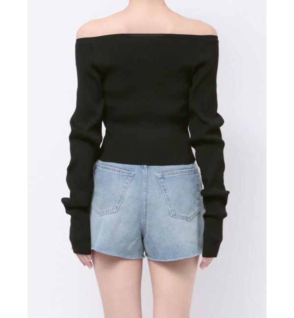 EVRIS「【WEB限定】フロントジップオフショルニット」|ニット・セーター|