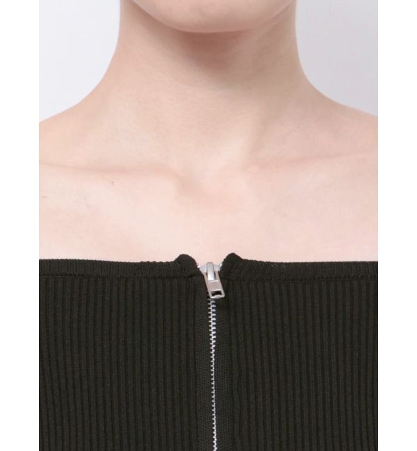 EVRIS「【WEB限定】フロントジップオフショルニット」|ニット・セーター|