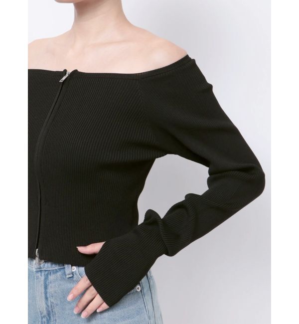 EVRIS「【WEB限定】フロントジップオフショルニット」|ニット・セーター|