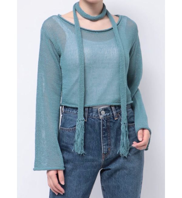 jouetie「ストールシアーニット」|ニット・セーター|ブルー