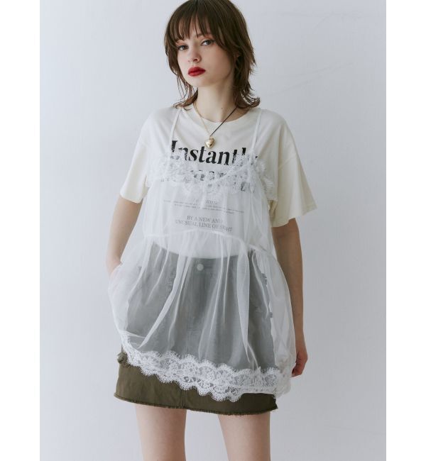 jouetie「ランジェリーレイヤードチュニックTシャツ」|Tシャツ・カットソー|オフホワイト