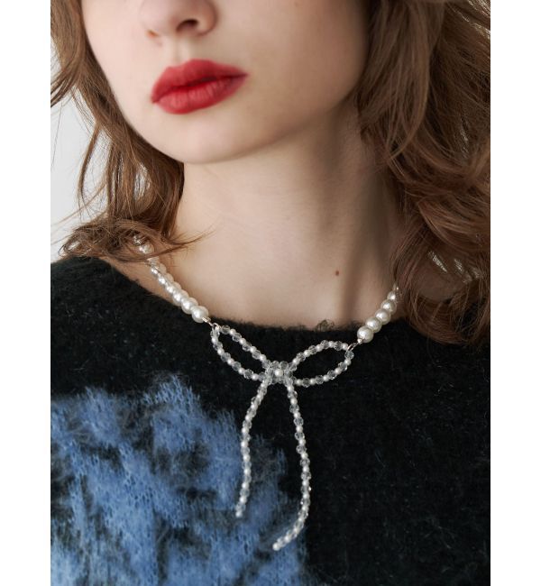 jouetie「ビーズリボンパールネックレス」|ネックレス|アイボリー