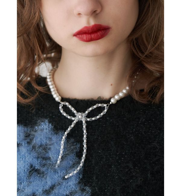 jouetie「ビーズリボンパールネックレス」|ネックレス|