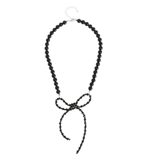 jouetie「ビーズリボンパールネックレス」|ネックレス|ブラック