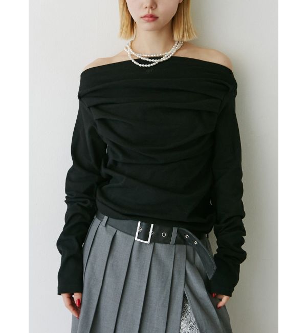jouetie「ドレープオフショルトップス」|Tシャツ・カットソー|ブラック