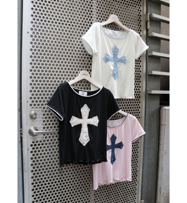 jouetie「クロスレースドッキングTシャツ」|Tシャツ・カットソー|