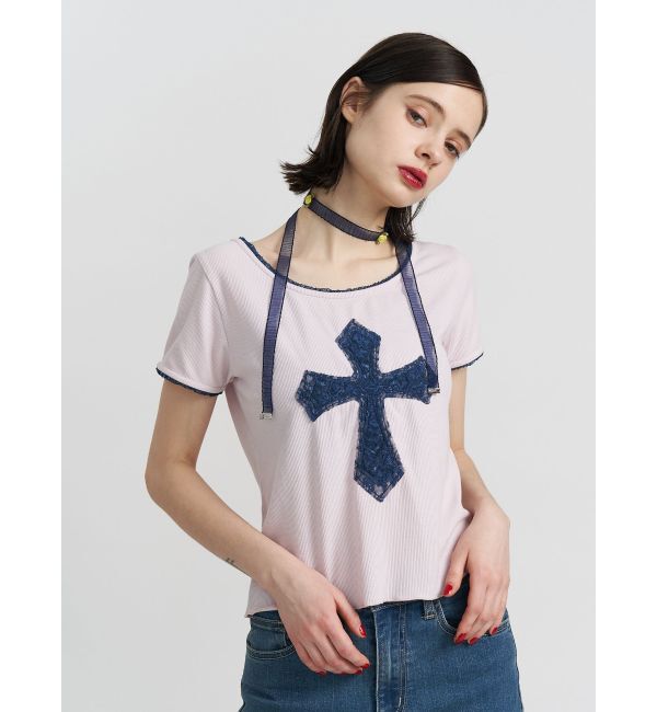 jouetie「クロスレースドッキングTシャツ」|Tシャツ・カットソー|