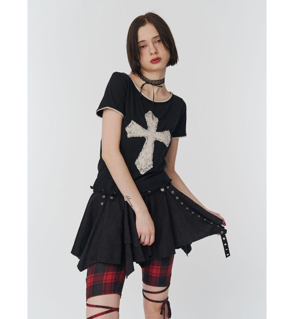 jouetie「クロスレースドッキングTシャツ」|Tシャツ・カットソー|