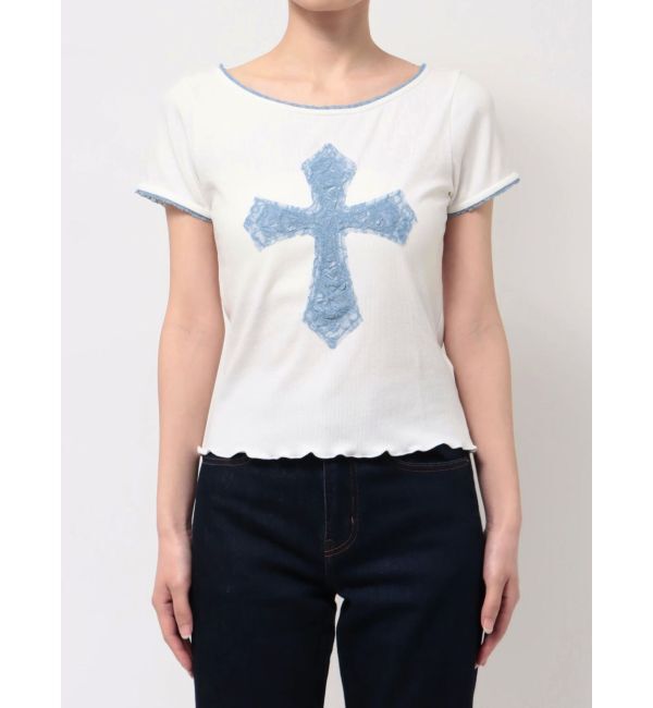 jouetie「クロスレースドッキングTシャツ」|Tシャツ・カットソー|