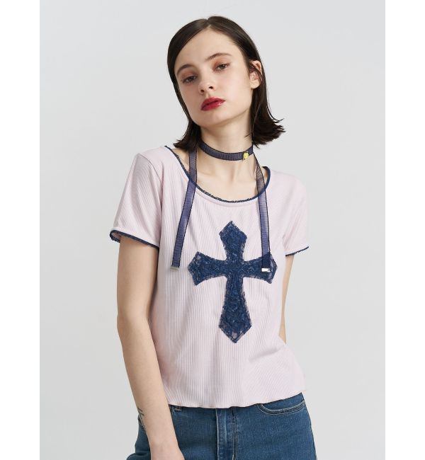 jouetie「クロスレースドッキングTシャツ」|Tシャツ・カットソー|