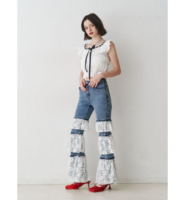 jouetie「リボンステッチフリルビスチェ【セットアップ対応】」|シャツ・ブラウス|