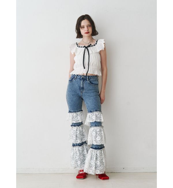 jouetie「リボンステッチフリルビスチェ【セットアップ対応】」|シャツ・ブラウス|