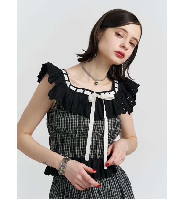 jouetie「リボンステッチフリルビスチェ【セットアップ対応】」|シャツ・ブラウス|ブラック