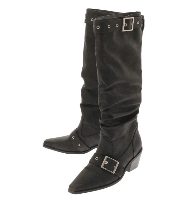 jouetie「ルーズウエスタンベルトブーツ」|ロングブーツ|