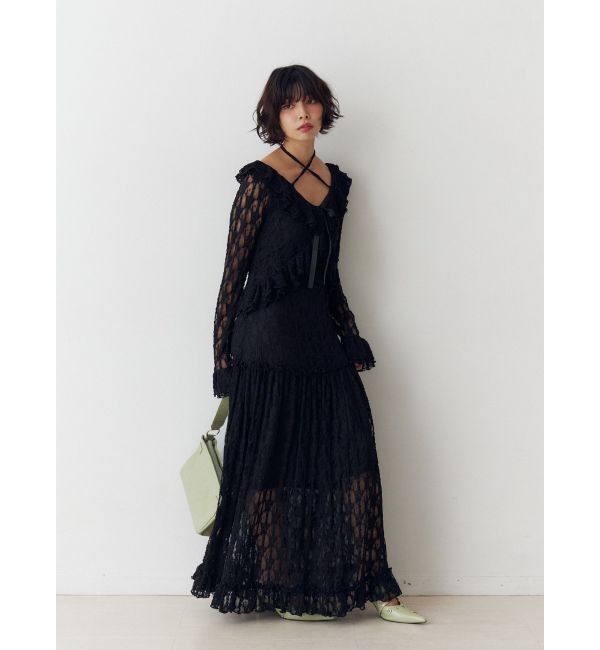 jouetie「ラッフルフリルレースロングワンピース」|ワンピース|