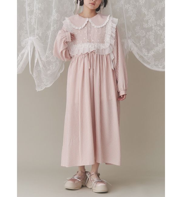 merry jenny「ギンガムチェックフリルワンピース」|ワンピース|ピンク