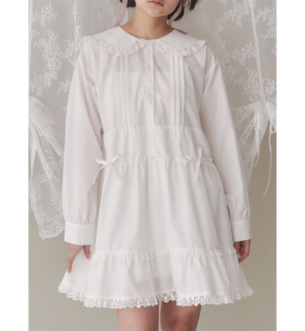 merry jenny「ピンタックフレアミニワンピース」|ワンピース|オフホワイト