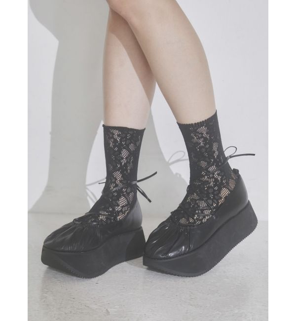 merry jenny「レースアップギャザー厚底シューズ」|その他|