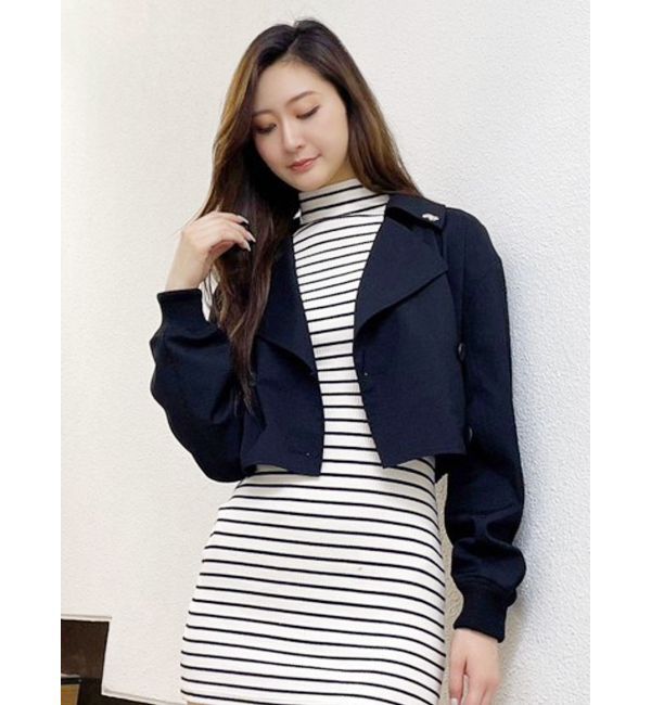 GYDA「GGチェーンショートジャケット」|ブルゾン・スタジャン|ブラック