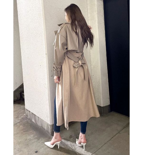 GYDA「フェイクレザーレイヤードトレンチコート」|トレンチコート|
