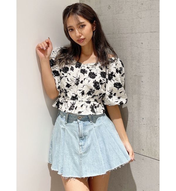 GYDA「タックプリーツ デニムスカートライクショートパンツ」|スカート|