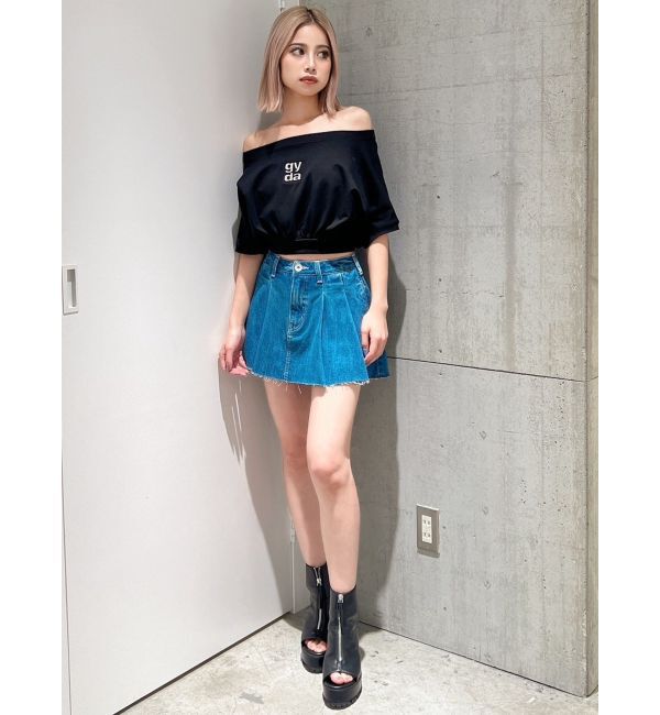 GYDA「タックプリーツ デニムスカートライクショートパンツ」|スカート|