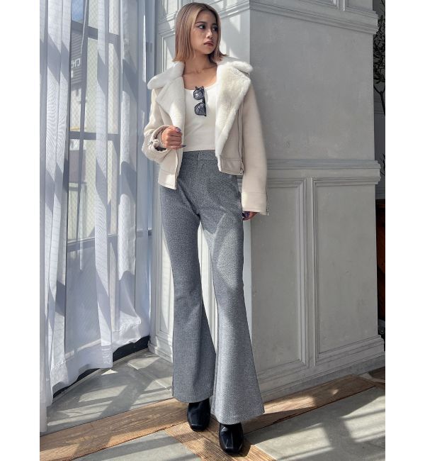 GYDA「ハイウエスト カットジャカード フレアパンツ」|その他|