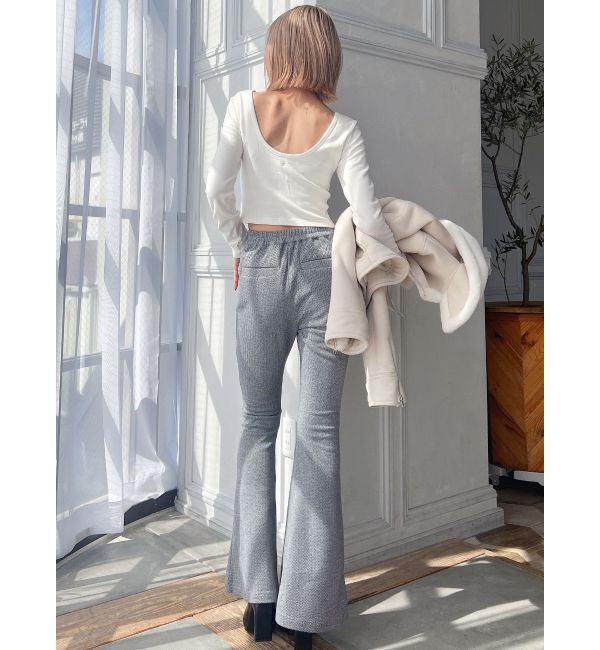 GYDA「ハイウエスト カットジャカード フレアパンツ」|その他|