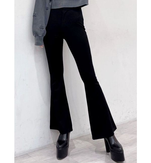 GYDA「ハイウエスト カットジャカード フレアパンツ」|その他|ブラック