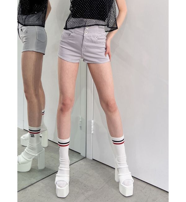 GYDA「ハイウエストボタン stretchy カラーショートパンツ」|その他|ライトグレー