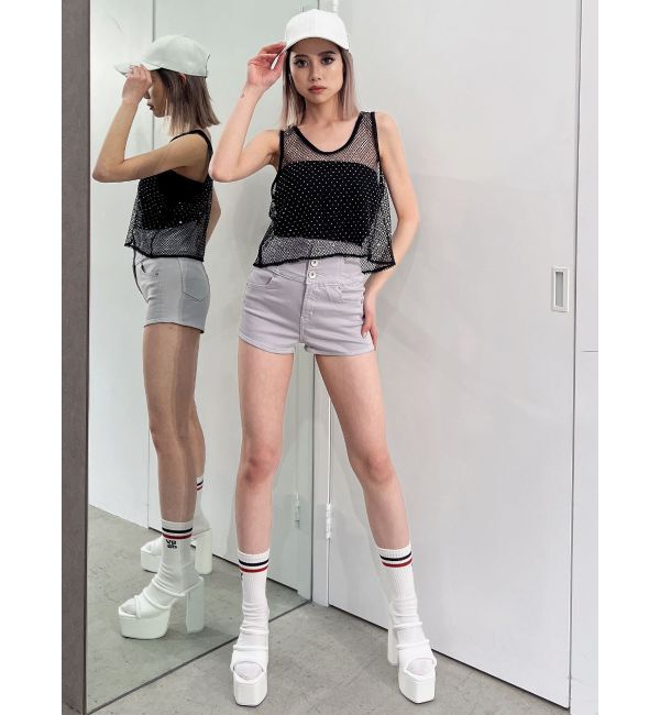 GYDA「ハイウエストボタン stretchy カラーショートパンツ」|その他|